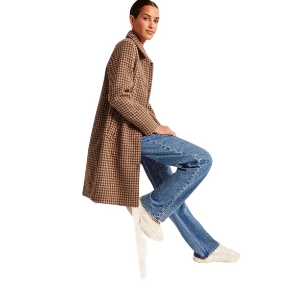 Abercrombie & Fitch Jackets & Blazers - ABERCROMBIE & FITCH Classic Wool Houndstooth Long Mod Coat
